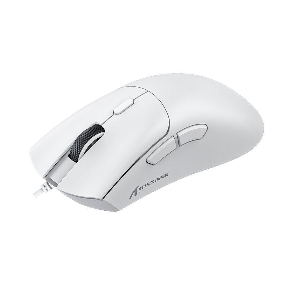 Mouse Gamer com Fio Attack Shark R1 Ultraleve, 12.800 DPI, 6 Botoes, Branco