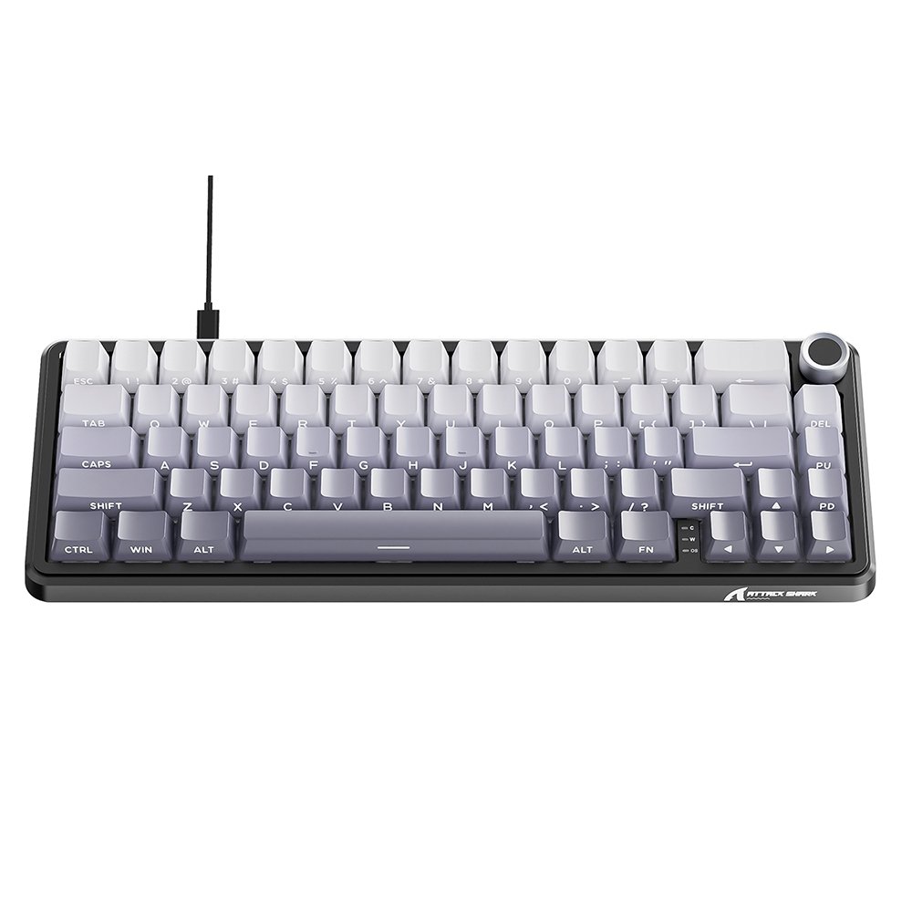 Imagem 4 de 5 do produto Teclado Mecânico Gamer Attack Shark X66, 65% Compacto, RGB, Moonlight, Cinza/Branco - AS-X66-MN-LG