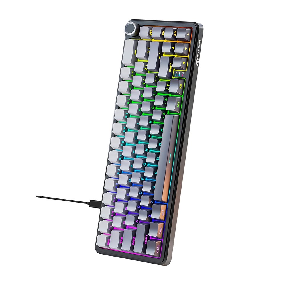Imagem 2 de 5 do produto Teclado Mecânico Gamer Attack Shark X66, 65% Compacto, RGB, Moonlight, Cinza/Branco - AS-X66-MN-LG