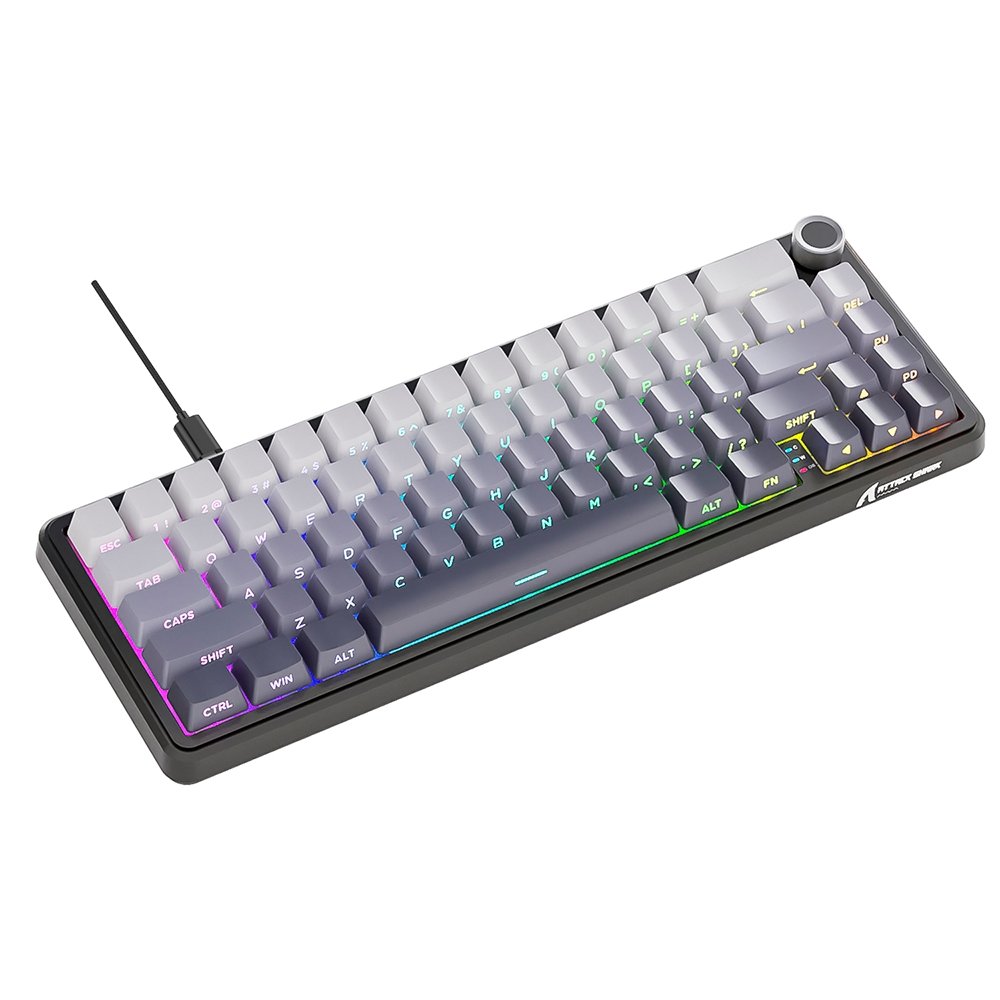 Imagem 5 de 5 do produto Teclado Mecânico Gamer Attack Shark X66, 65% Compacto, RGB, Moonlight, Cinza/Branco - AS-X66-MN-LG