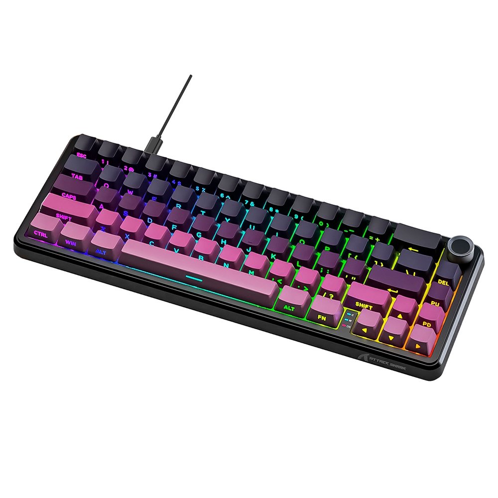 Teclado Mecânico Gamer Attack Shark X66, 65% Compacto, RGB, Blackberry, Roxo/Preto - AS-X66-BB-RY - view 4