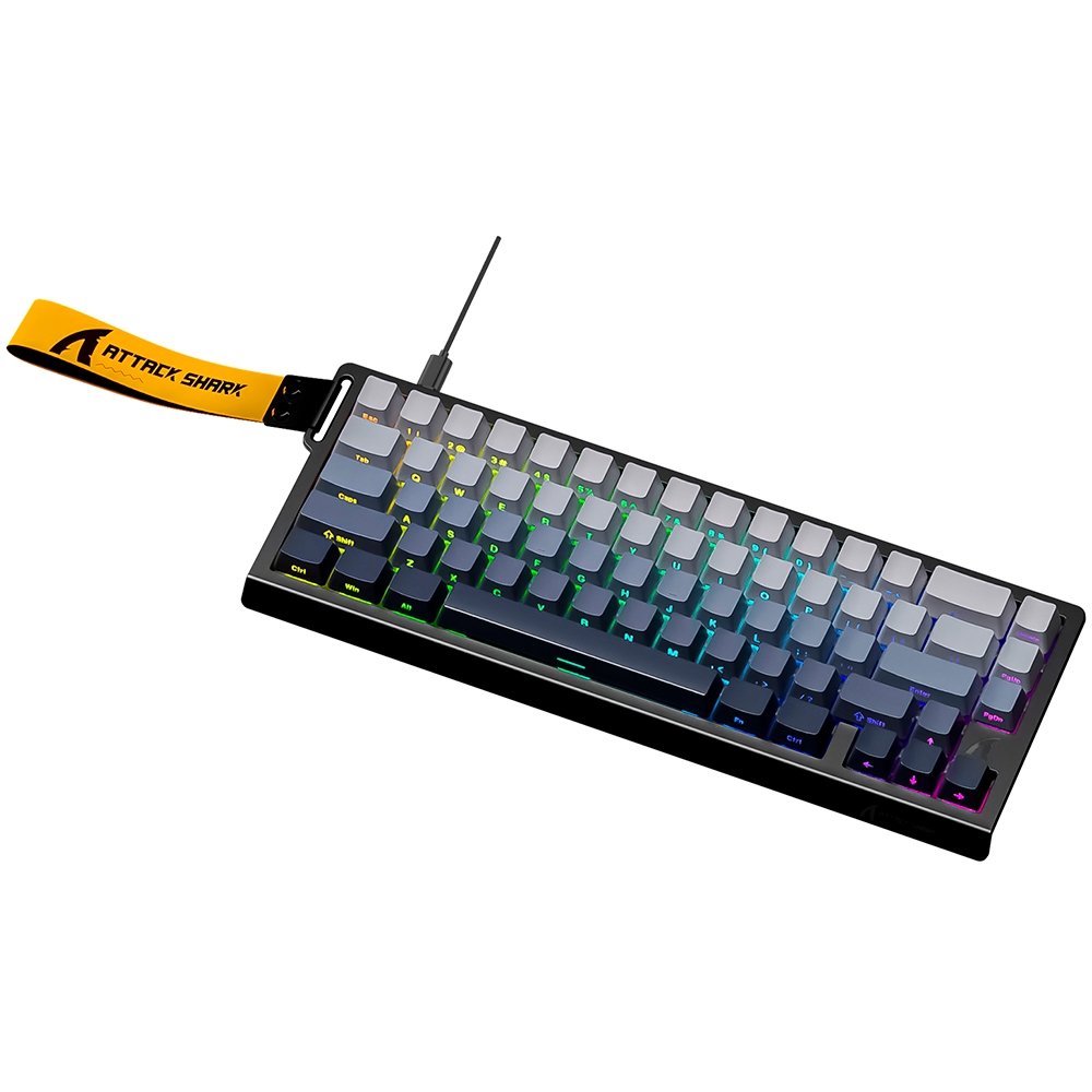 Imagem 3 de 3 do produto Teclado Magnético Gamer Attack Shark X68 HE, Rapid Trigger, 8000Hz, 0.005mm, 65%, Moonlight, Cinza/Branco - AS-X68HE-MN