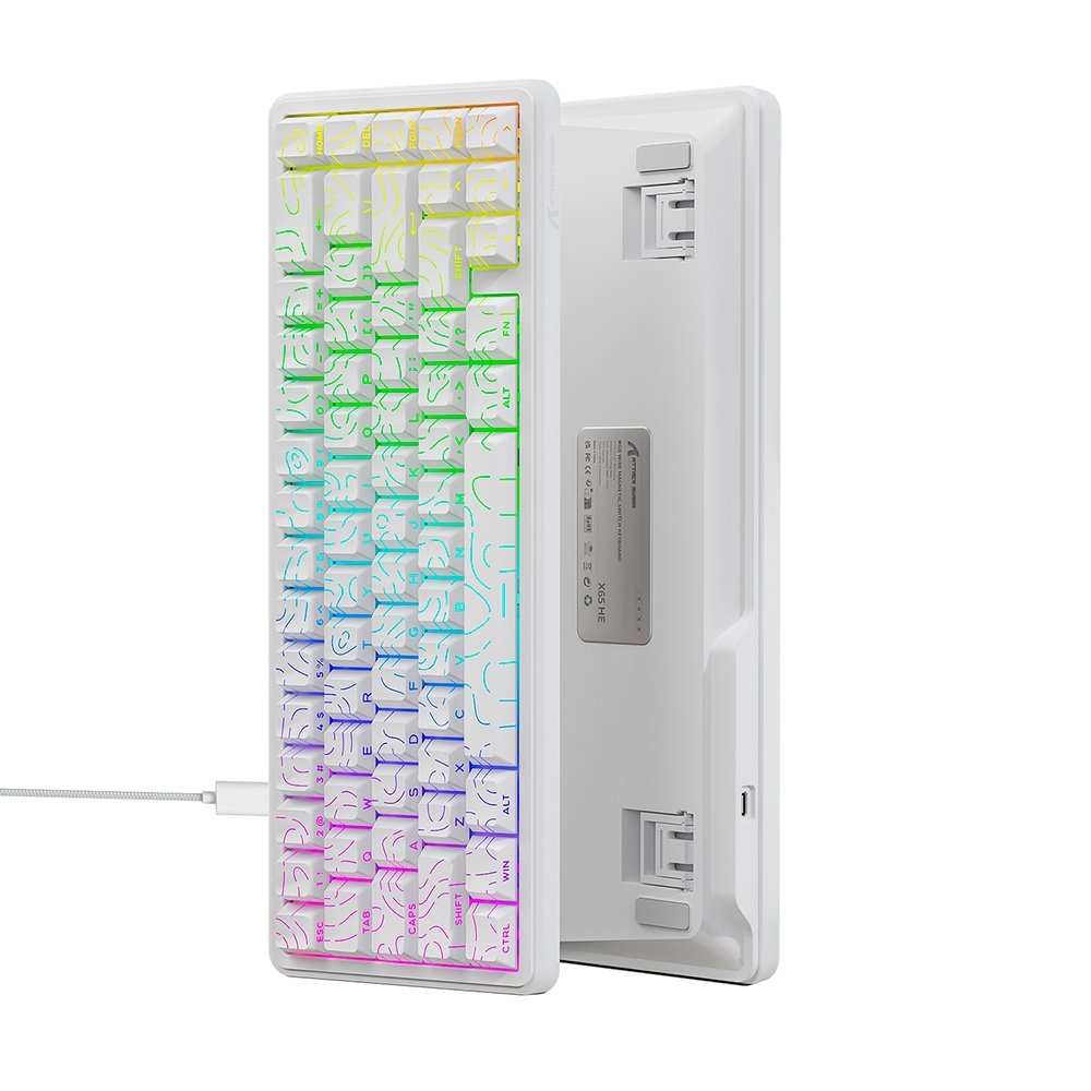 Teclado Magnético Gamer Attack Shark X65 HE, Rapid Trigger, 8000Hz, 0.01ms, White Contour Line, Branco e Cinza - AS-X65HE-WCL - view 2