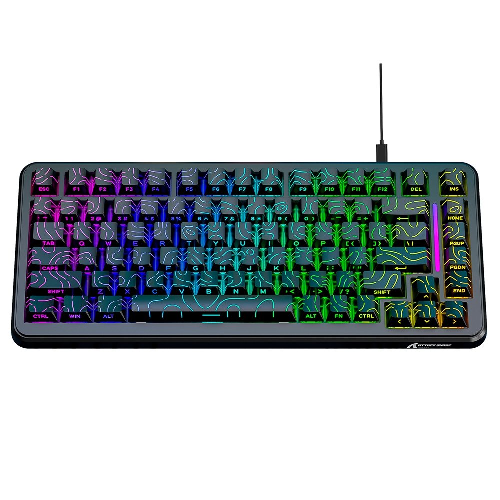 Imagem 2 de 3 do produto Teclado Magnético Gamer Attack Shark X82 HE, 75%, Rapid Trigger, 8000Hz, 0.01mm, Contour Line, Preto e Cinza - AS-X82HE-CL