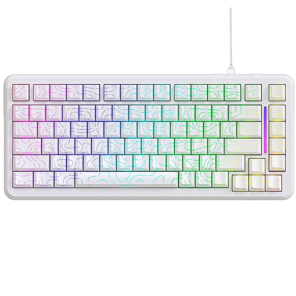 Imagem 3 de 3 do produto Teclado Magnético Gamer Attack Shark X82 HE, 75%, Rapid Trigger, 8000Hz, 0.01ms, White Contour Line, Branco e Cinza - AS-X82HE-WCL