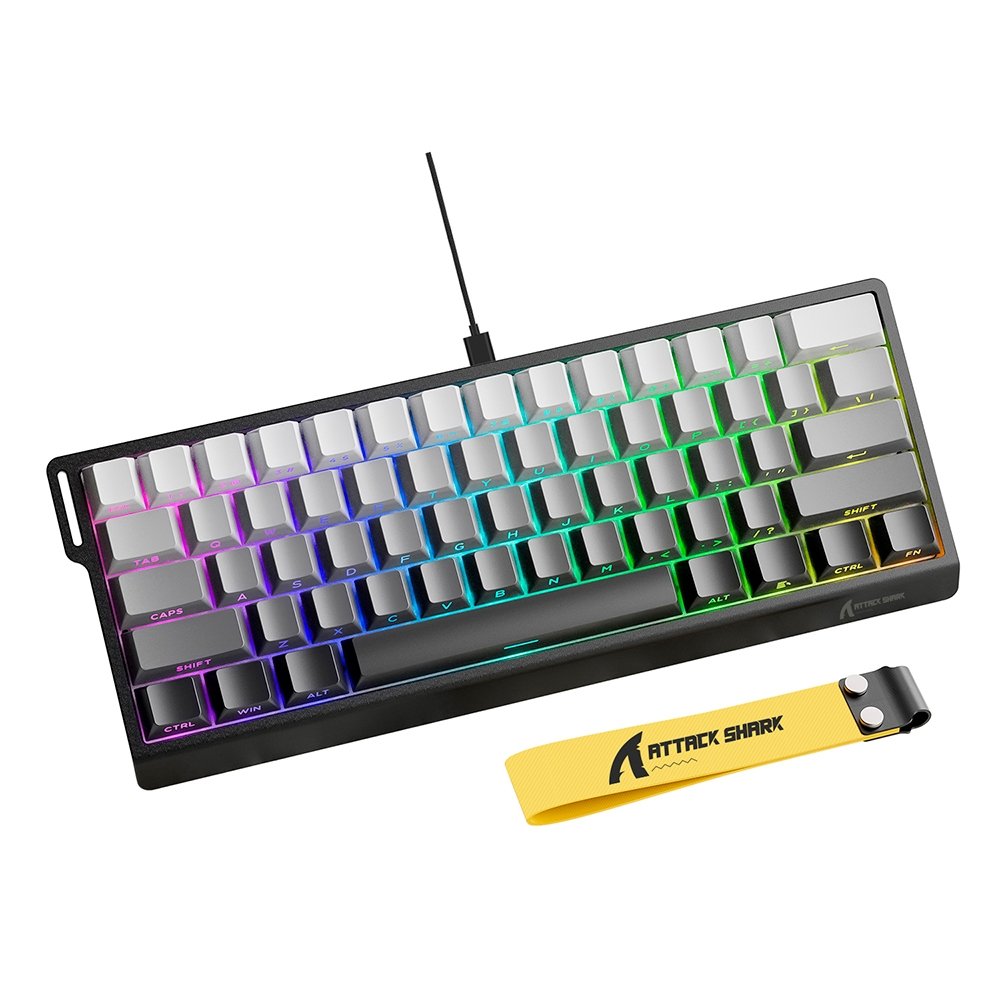 Teclado Magnético Gamer Attack Shark X60 HE, 60%, Rapid Trigger, 8000Hz, 0.01ms, Moonlight, Cinza/Branco - AS-X60HE-MN