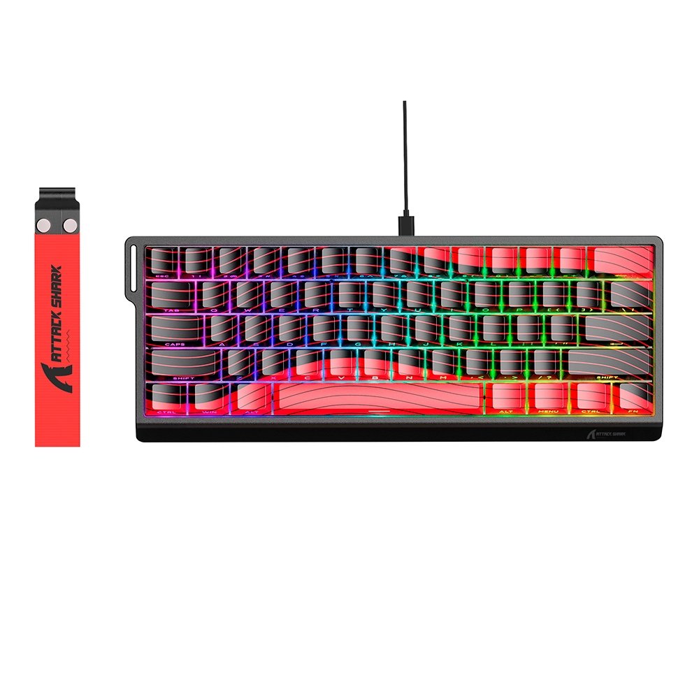 Imagem 2 de 3 do produto Teclado Magnético Gamer Attack Shark X60 HE, 60%, Rapid Trigger, 8000Hz, 0.01mm, Black and Red Contour Line, Preto e Vermelho - AS-X60HE-BR