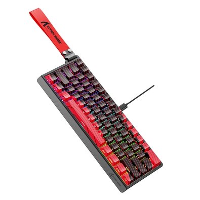 Teclado Magnético Gamer Attack Shark X60 HE, 60%, Rapid Trigger, 8000Hz, 0.01mm, Black and Red Contour Line, Preto e Vermelho - AS-X60HE-BR