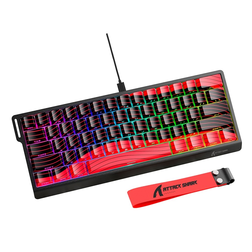 Imagem 3 de 3 do produto Teclado Magnético Gamer Attack Shark X60 HE, 60%, Rapid Trigger, 8000Hz, 0.01mm, Black and Red Contour Line, Preto e Vermelho - AS-X60HE-BR