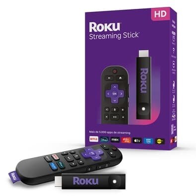Roku Streaming Stick 2025, Dispositivo para TV HD/FHD, com Controle por Voz, Preto - 3840BR