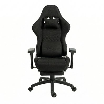 Cadeira Gamer Husky Tempest 4D, Até 145kg, Braços 4D, Almofadas, Reclinável 150º, Tecido, Descanso para Pés, Preta Tecido - HCG700PTT4D
