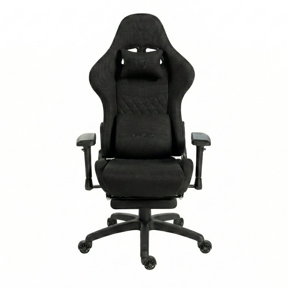 Cadeira Gamer Husky Tempest 4D, Até 145kg, Braços 4D, Almofadas, Reclinável 150º, Tecido, Descanso para Pés, Preta Tecido - HCG700PTT4D