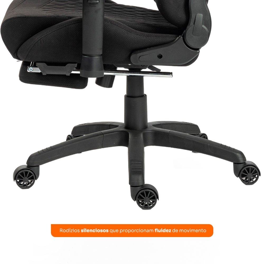 Cadeira Gamer Balão.info Tempest 4D, Até 145kg, Braços 4D, Almofadas, Reclinável 150º, Tecido, Descanso para Pés, Preta Tecido - HCG700PTT4D - view 7