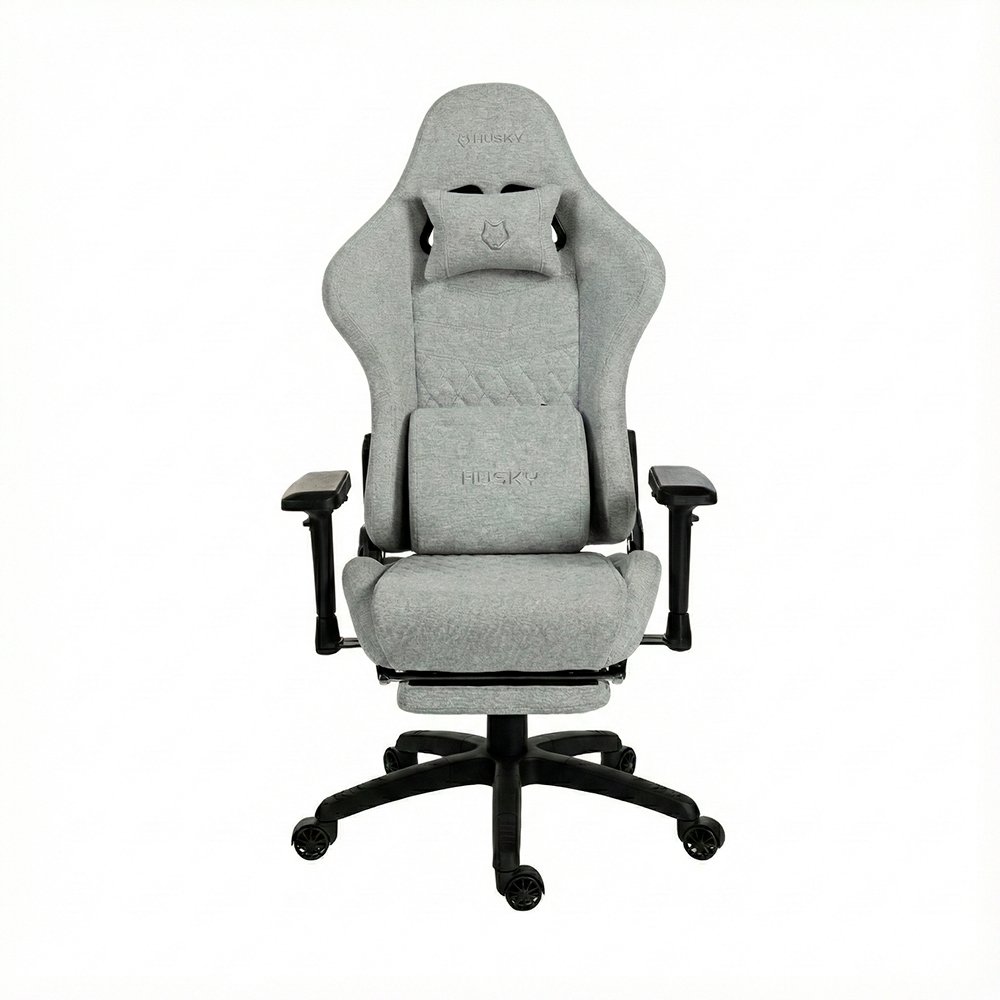 Cadeira Gamer Balão.info Tempest 4D, Até 145kg, Braços 4D, Almofadas, Reclinável 150º, Tecido, Descanso para Pés, Cinza Tecido - HCG700CZT4D