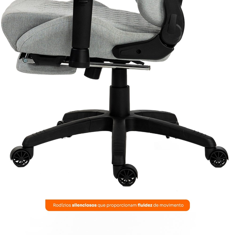 Imagem 7 de 7 do produto Cadeira Gamer Husky Tempest 4D, Até 145kg, Braços 4D, Almofadas, Reclinável 150º, Tecido, Descanso para Pés, Cinza Tecido - HCG700CZT4D