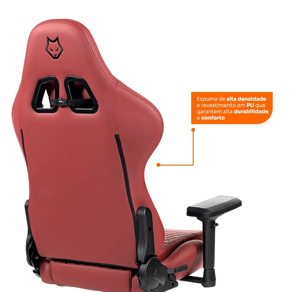 Imagem 4 de 7 do produto Cadeira Gamer Husky Tempest 4D, Até 145kg, Braços 4D, Almofadas, Reclinável 150º, PU, Descanso para Pés, Vermelha -  HCG700VR4D