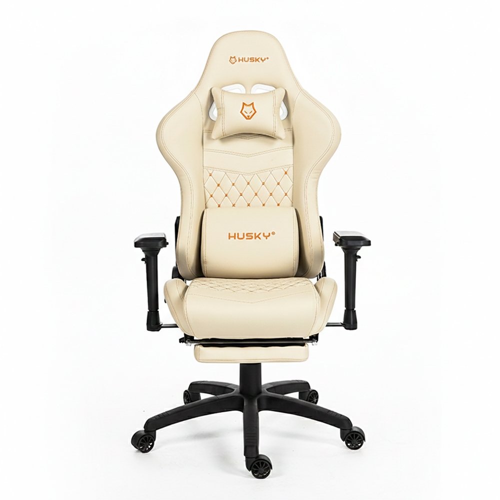 Cadeira Gamer Husky Tempest 4D, Até 145kg, Braços 4D, Almofadas, Reclinável 150º, PU, Descanso para Pés, Branca - HCG700BR4D