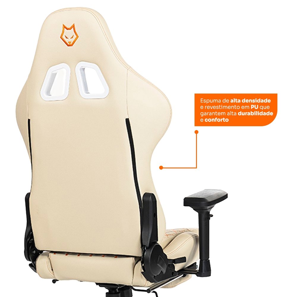 Imagem 4 de 7 do produto Cadeira Gamer Husky Tempest 4D, Até 145kg, Braços 4D, Almofadas, Reclinável 150º, PU, Descanso para Pés, Branca - HCG700BR4D