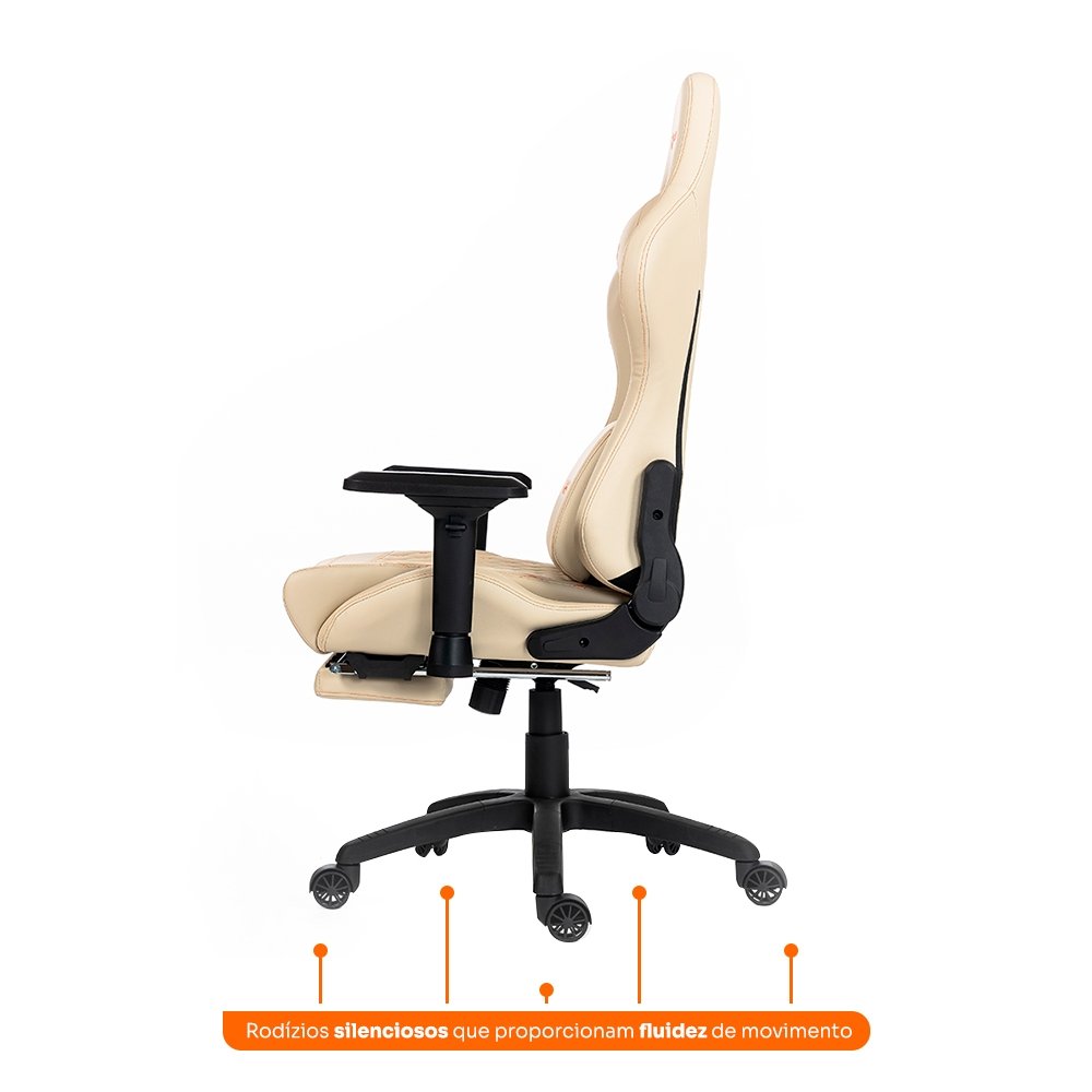 Imagem 7 de 7 do produto Cadeira Gamer Husky Tempest 4D, Até 145kg, Braços 4D, Almofadas, Reclinável 150º, PU, Descanso para Pés, Branca - HCG700BR4D