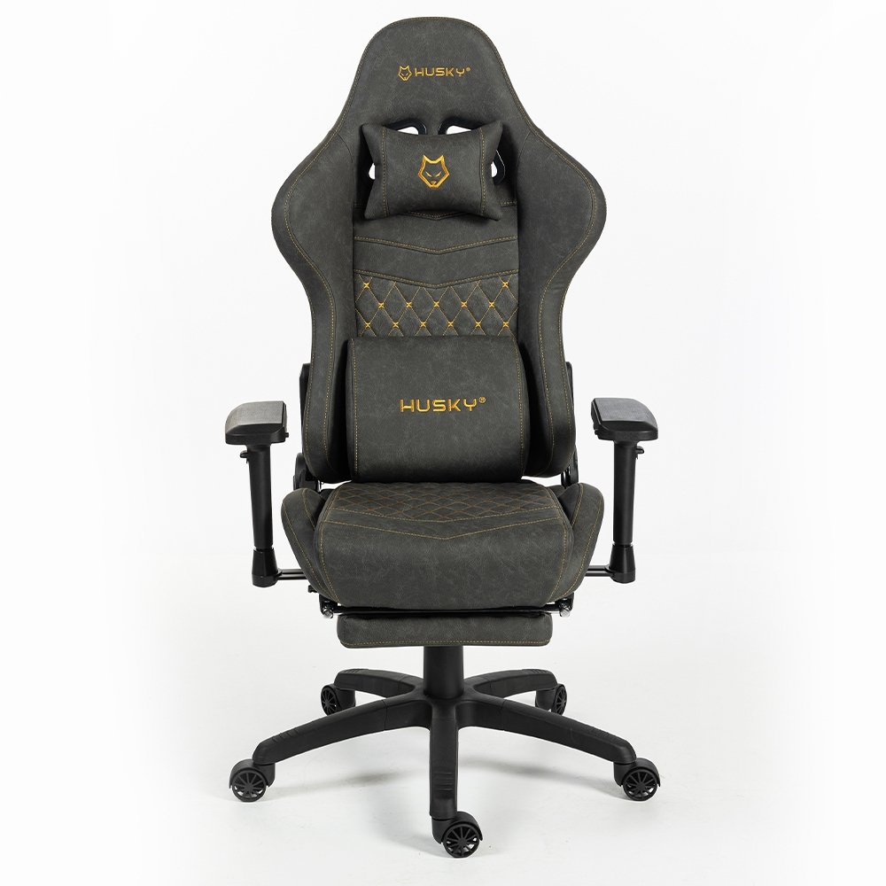 Cadeira Gamer Husky Tempest 4D, Até 145kg, Braços 4D, Almofadas, Reclinável 150º, PU, Descanso para Pés, Cinza -  HCG700CZ4D