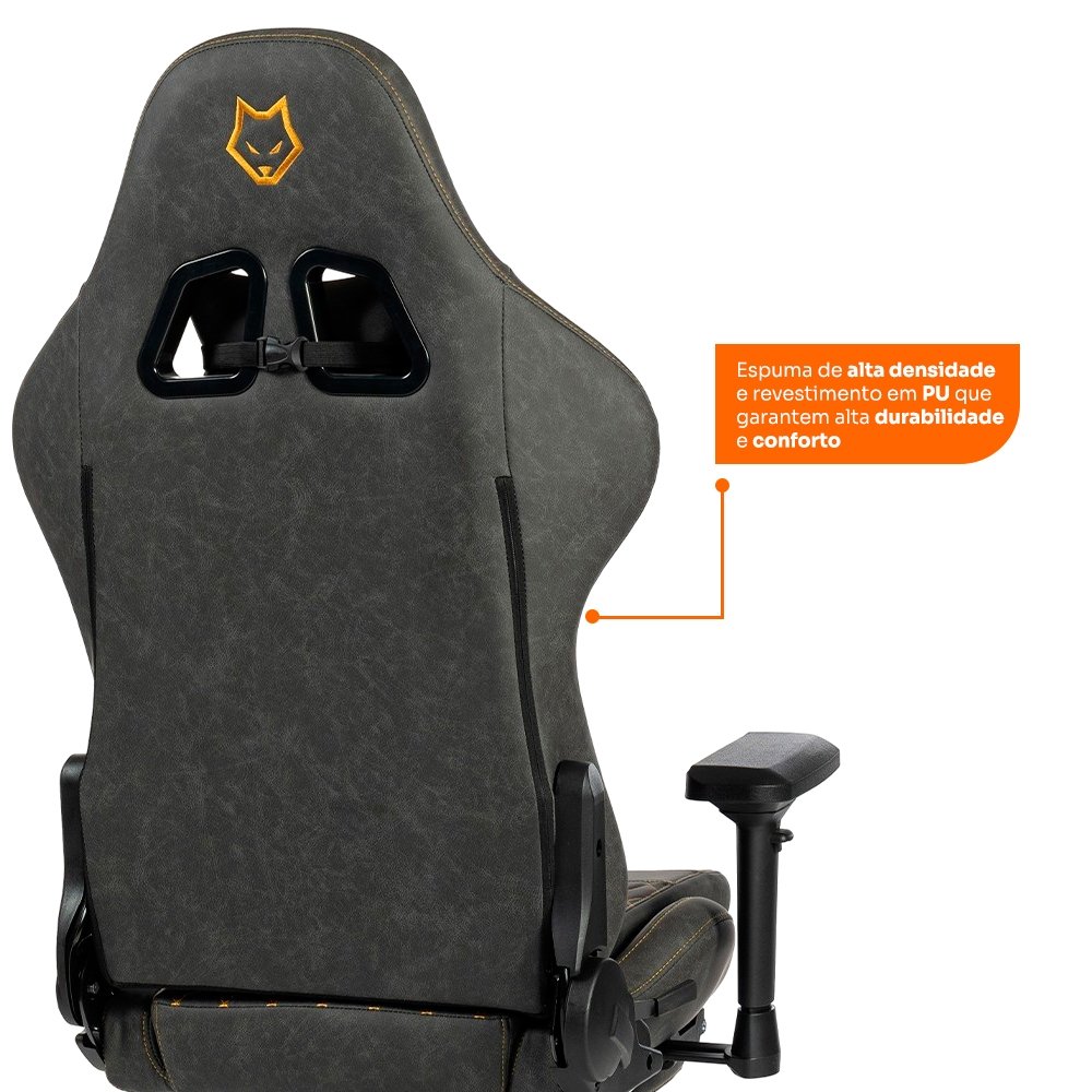 Cadeira Gamer Balão.info Tempest 4D, Até 145kg, Braços 4D, Almofadas, Reclinável 150º, PU, Descanso para Pés, Cinza - HCG700CZ4D - view 4