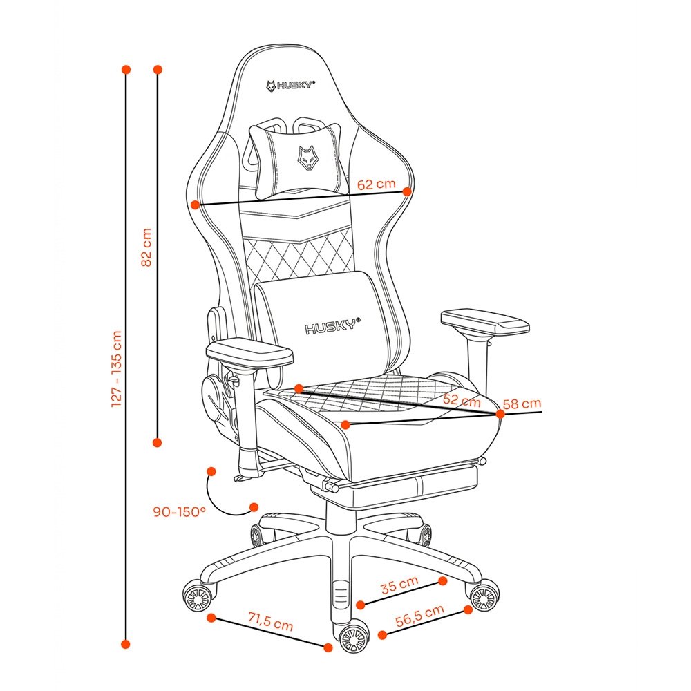 Cadeira Gamer Balão.info Tempest 4D, Até 145kg, Braços 4D, Almofadas, Reclinável 150º, PU, Descanso para Pés, Cinza - HCG700CZ4D - view 6