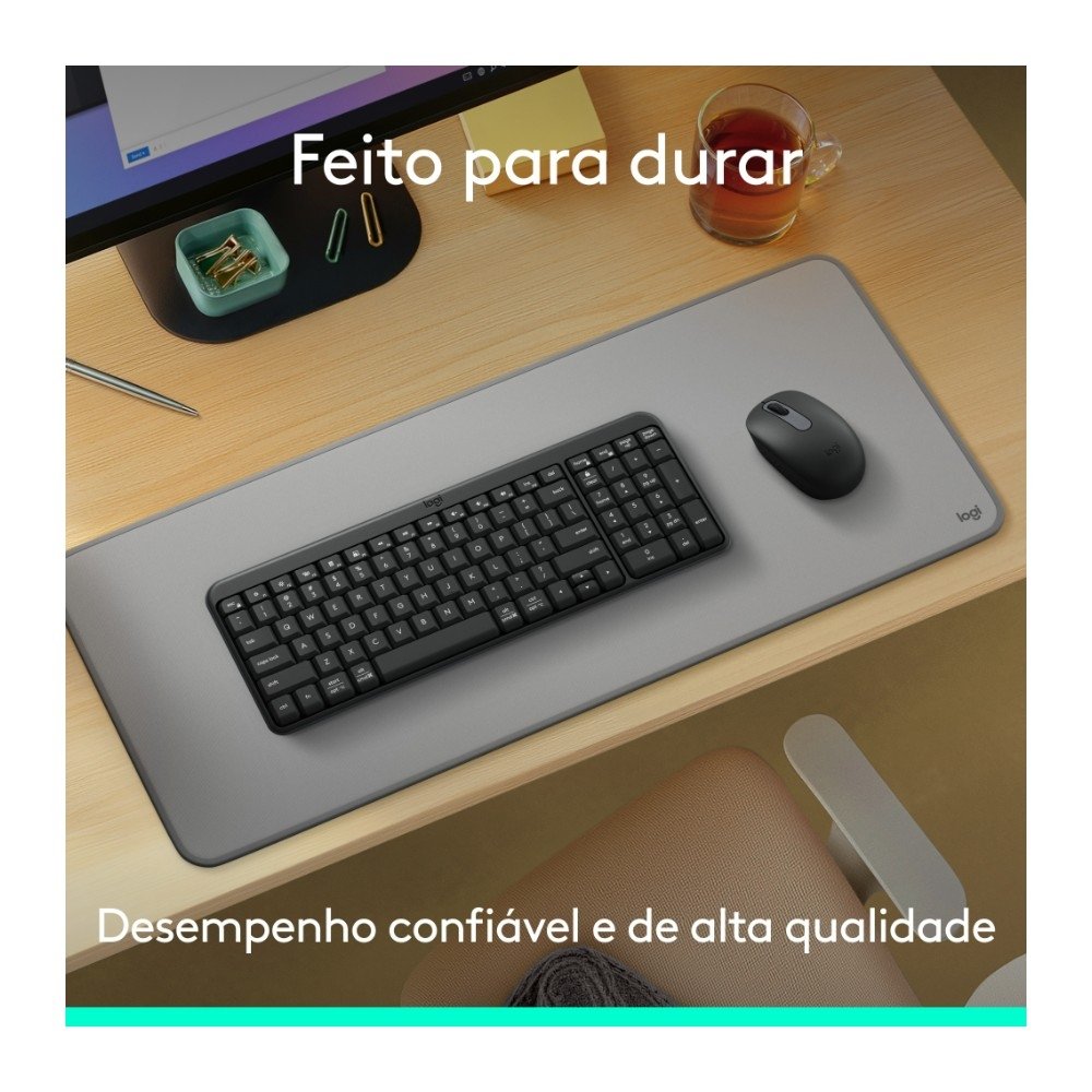 Imagem 3 de 9 do produto Teclado Sem Fio Logitech K250 Compacto, Teclado Numérico, Bluetooth, Resistente a Derramamentos, ABNT2, PC/Mac, Grafite - 920-013448