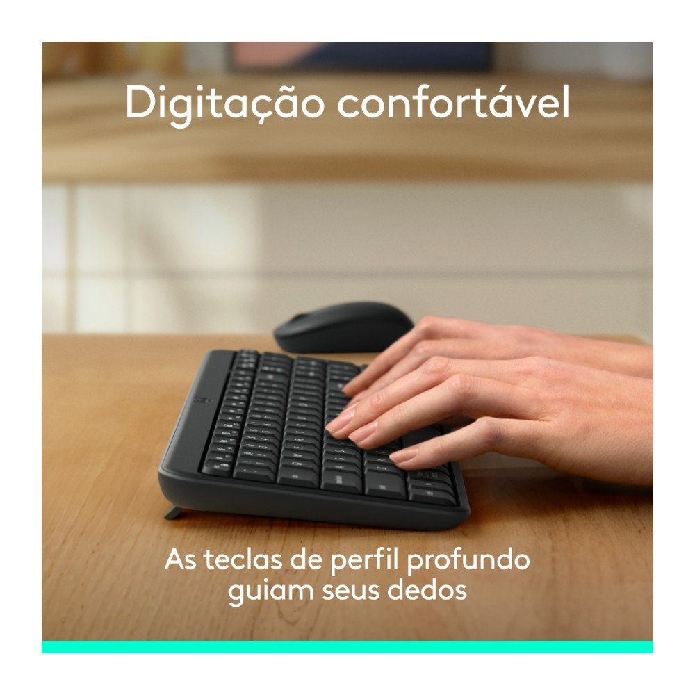 Imagem 4 de 9 do produto Teclado Sem Fio Logitech K250 Compacto, Teclado Numérico, Bluetooth, Resistente a Derramamentos, ABNT2, PC/Mac, Grafite - 920-013448