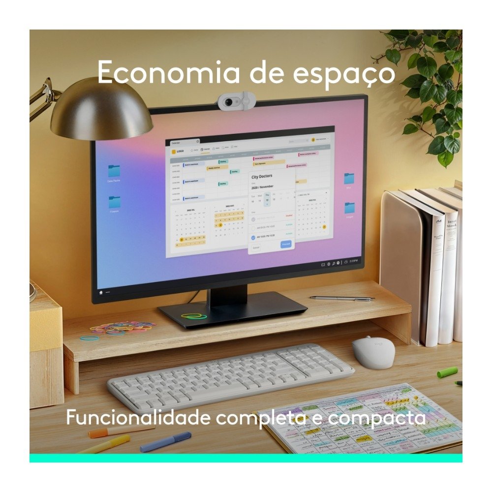 Imagem 5 de 10 do produto Kit Teclado e Mouse Sem Fio Logitech MK250 Compacto, Mouse Ambidestro, Bluetooth, ABNT2, Compatível PC e Mac, Branco - 920-013517
