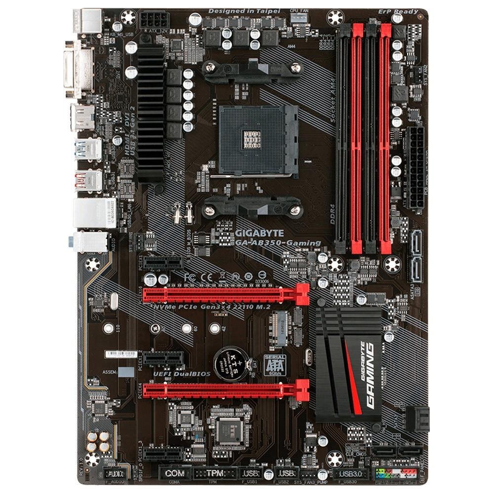 Placa-Mãe Gigabyte GA-AB350-Gaming, AMD AM4, ATX, DDR4 Placa-Mãe Gigabyte GA-AB350-Gaming, AMD AM4, ATX, DDR4