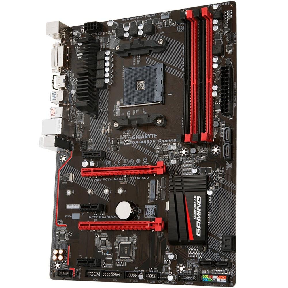 Placa-Mãe Gigabyte GA-AB350-Gaming, AMD AM4, ATX, DDR4 Placa-Mãe Gigabyte GA-AB350-Gaming, AMD AM4, ATX, DDR4