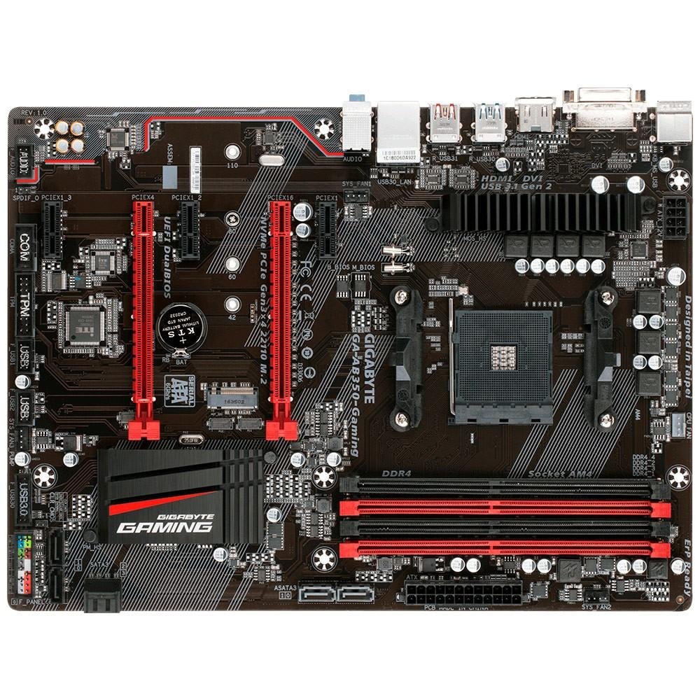 Placa-Mãe Gigabyte GA-AB350-Gaming, AMD AM4, ATX, DDR4 Placa-Mãe Gigabyte GA-AB350-Gaming, AMD AM4, ATX, DDR4