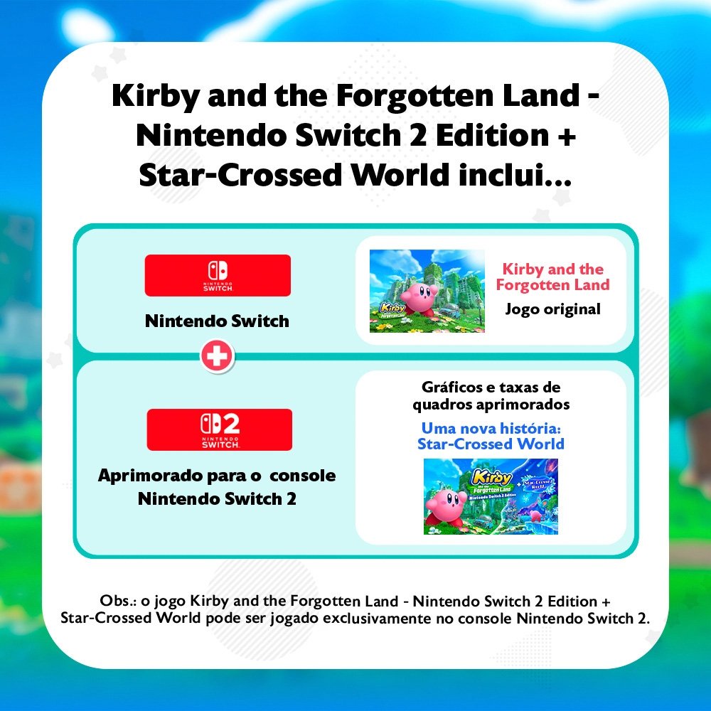 Imagem 2 de 9 do produto Jogo Kirby and the Forgotten Land + Star-Crossed World, Para Nintendo Switch 2 - NBSPARZGB
