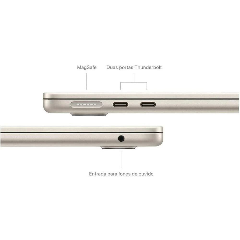 MacBook Air Apple 13" Chip M3, CPU de 8 Núcleos, GPU de 8 Núcleos, Memória unificada de 16 GB, SSD de 256 GB, Estelar - MC8J4BZ/A MacBook Air Apple 13" Chip M3, CPU de 8 Núcleos, GPU de 8 Núcleos, Memória unificada de 16 GB, SSD de 256 GB, Estelar - MC8J4BZ/A