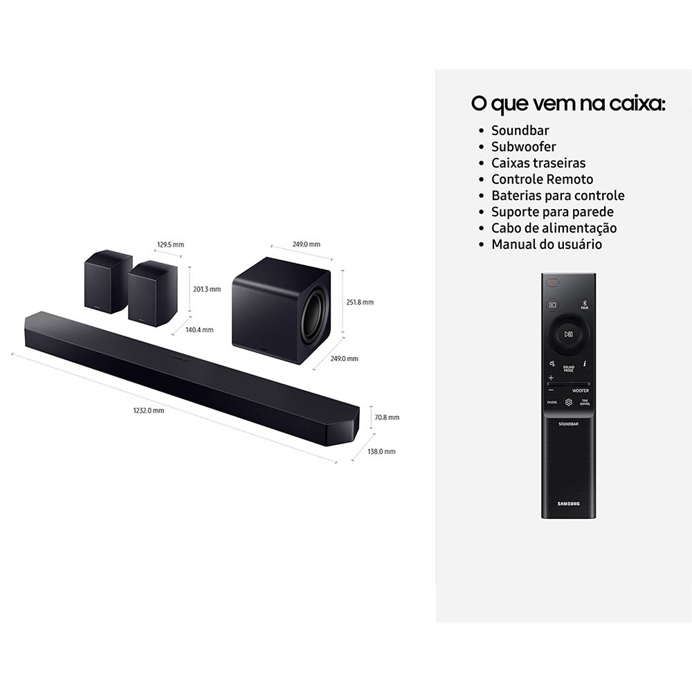 Soundbar Samsung Série Q HW-Q990F 11.1.4 canais, Subwoofer e Caixas traseiras - HW-Q990F Soundbar Samsung Série Q HW-Q990F 11.1.4 canais, Subwoofer e Caixas traseiras - HW-Q990F