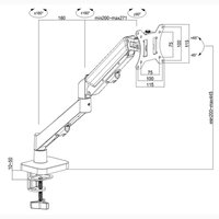 Suporte de Mesa Articulado para Monitor de 17" a 32" Ergofirst, Ajuste com Pistão a Gás, Preto - G16-C012