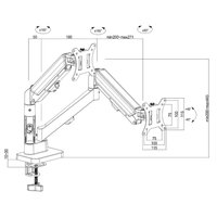 Suporte de Mesa Articulado para 2 Monitores de 17" a 32" Ergofirst, Ajuste com Pistão a Gás, Preto - G16-C024