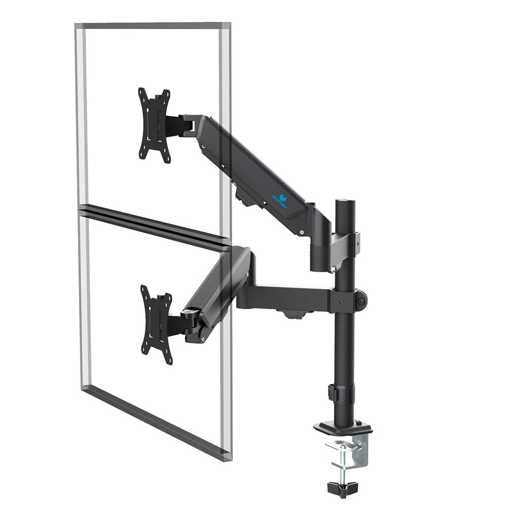 Imagem 3 de 5 do produto Suporte de Mesa Articulado para 2 Monitores de 17" a 32" Ergofirst, Ajuste com Pistão a Gás, Preto - G16-C024P