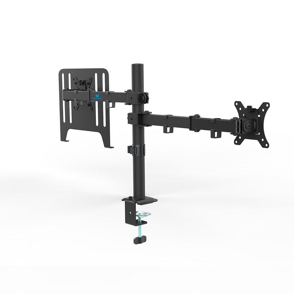 Imagem 2 de 6 do produto Suporte de Mesa Articulado para Monitor de 13" a 32" com Bandeja para Notebook Ergofirst, Ajuste de Inclinação, Altura, Preto - G01-C2M2