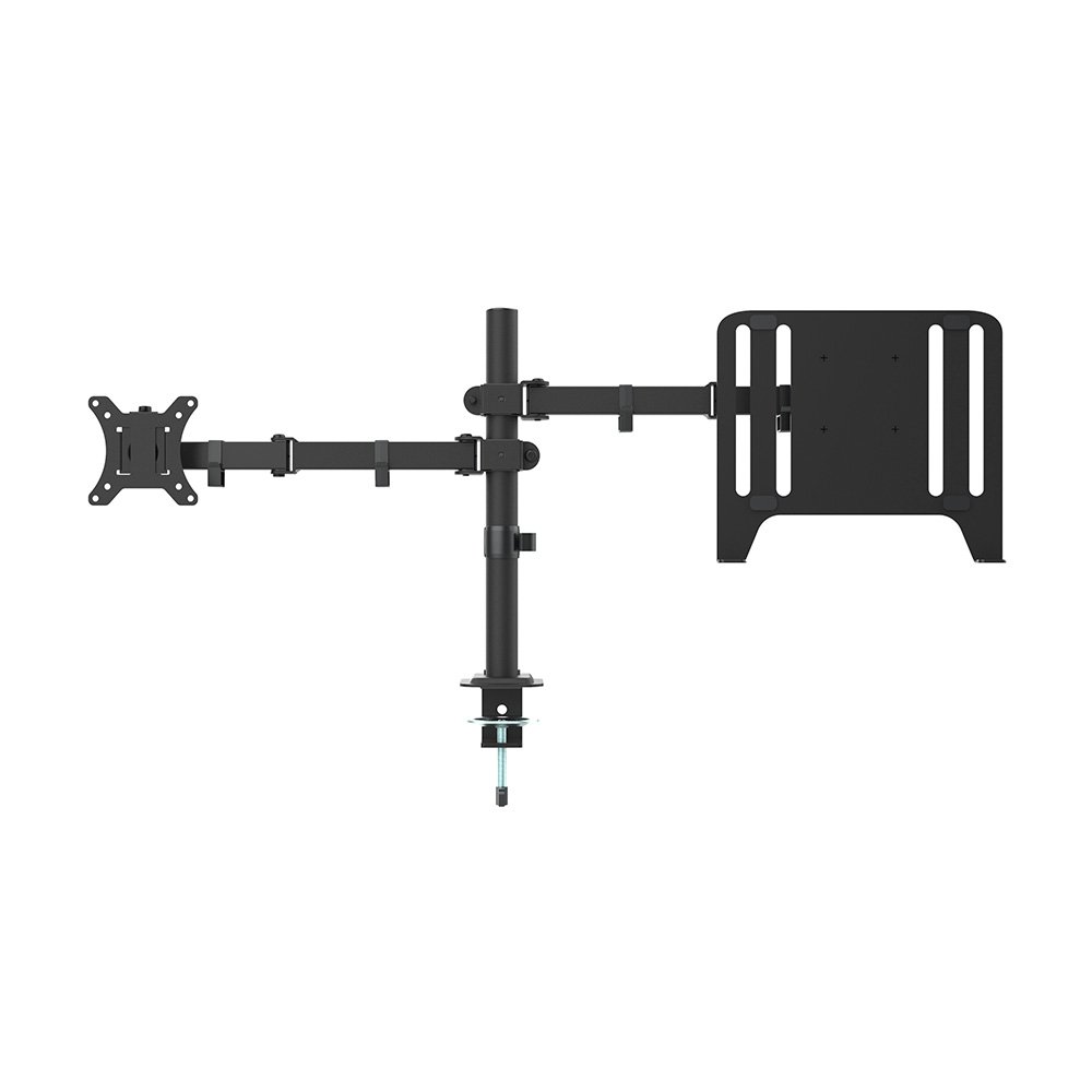 Imagem 3 de 6 do produto Suporte de Mesa Articulado para Monitor de 13" a 32" com Bandeja para Notebook Ergofirst, Ajuste de Inclinação, Altura, Preto - G01-C2M2