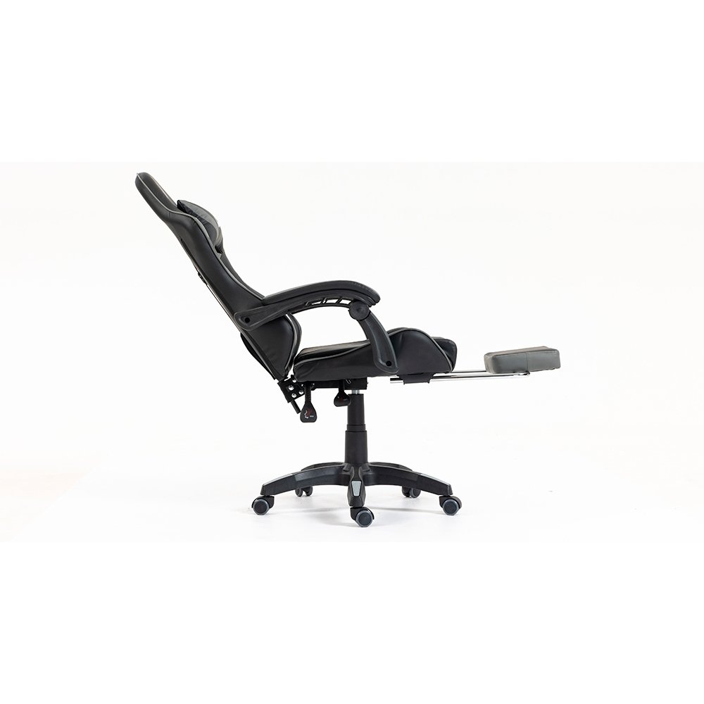 Imagem 4 de 16 do produto Cadeira Gamer Rise Mode X06, Ângulo Ajustável, Até 120Kg, Apoio Para os Pés Retrátil, Preto e Cinza - RM-CG-X06-BG