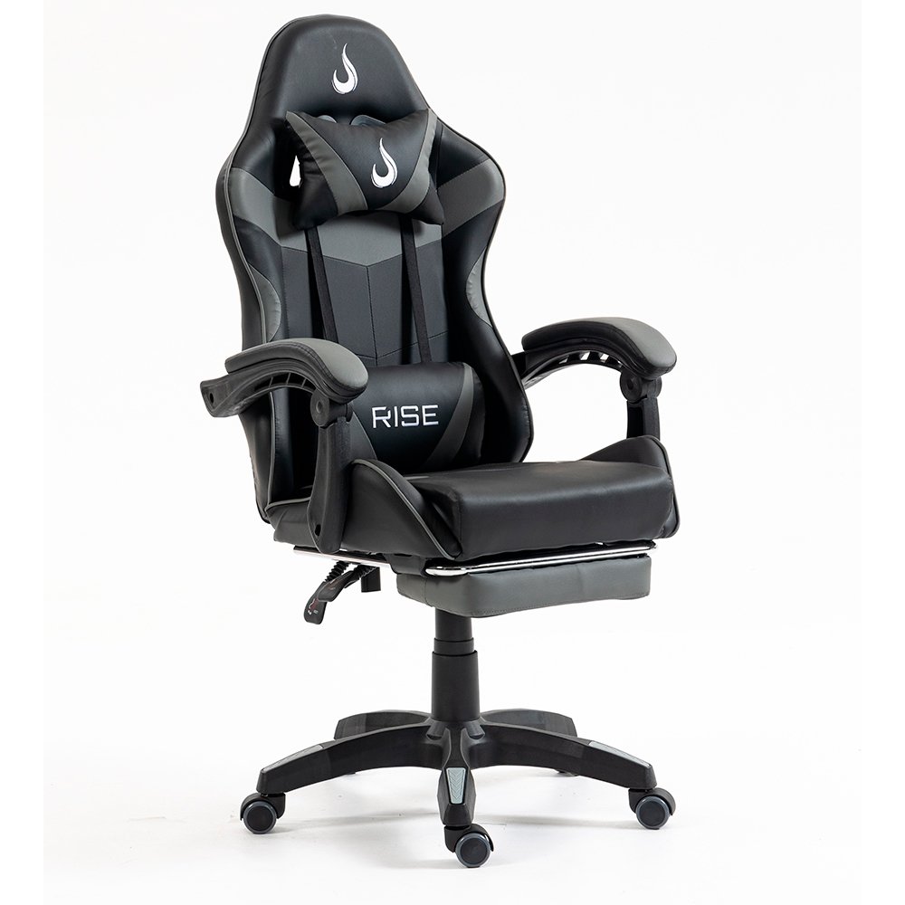Cadeira Gamer Rise Mode X06, Ângulo Ajustável, Até 120Kg, Apoio Para os Pés Retrátil, Preto e Cinza - RM-CG-X06-BG - view 2