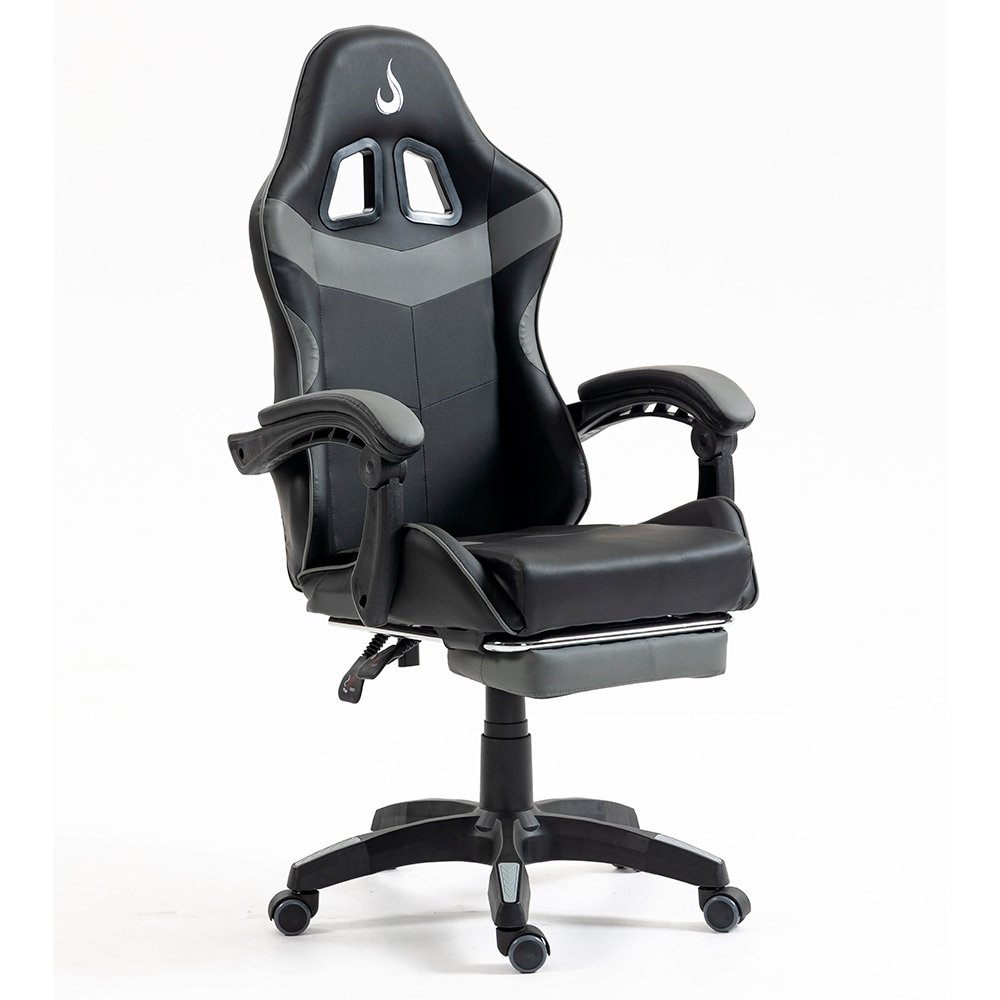 Imagem 16 de 16 do produto Cadeira Gamer Rise Mode X06, Ângulo Ajustável, Até 120Kg, Apoio Para os Pés Retrátil, Preto e Cinza - RM-CG-X06-BG