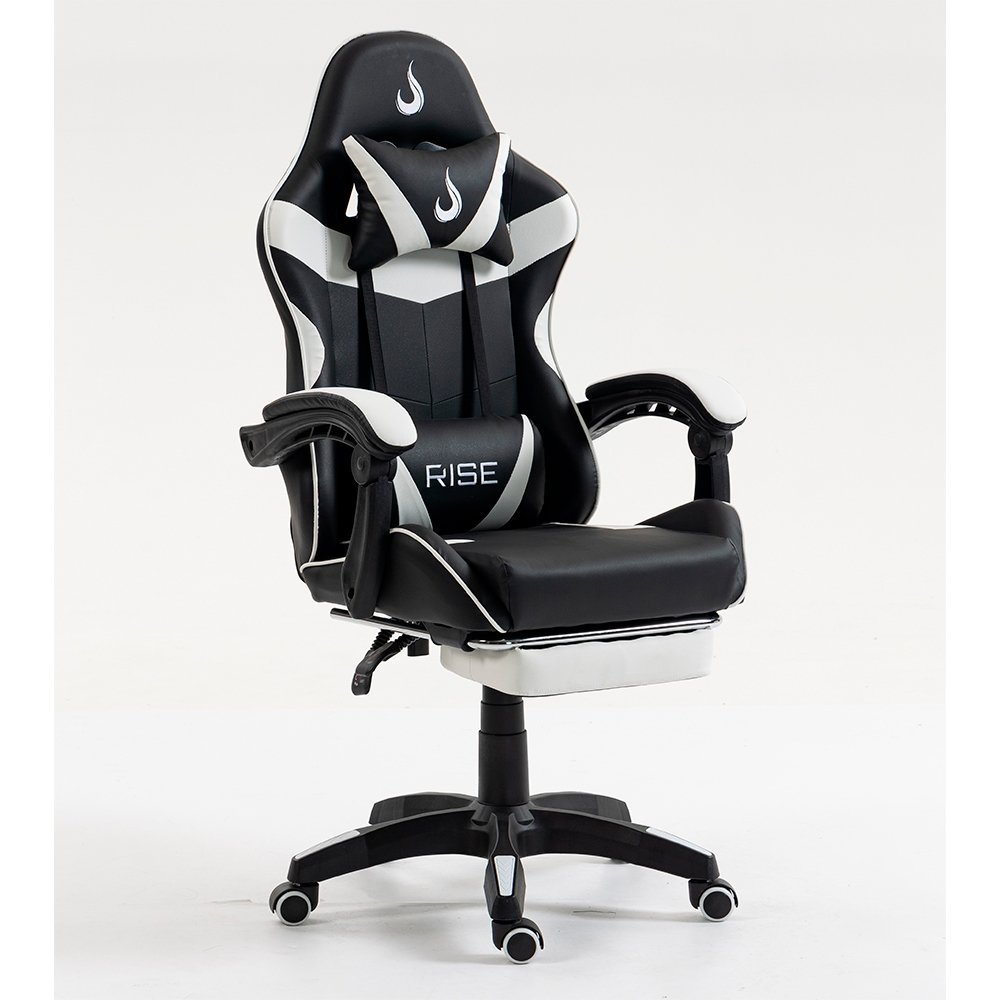 Cadeira Gamer Rise Mode X06, Ângulo Ajustável, Até 120Kg, Apoio Para os Pés Retrátil, Preto e Branco - RM-CG-X06-BW - view 2