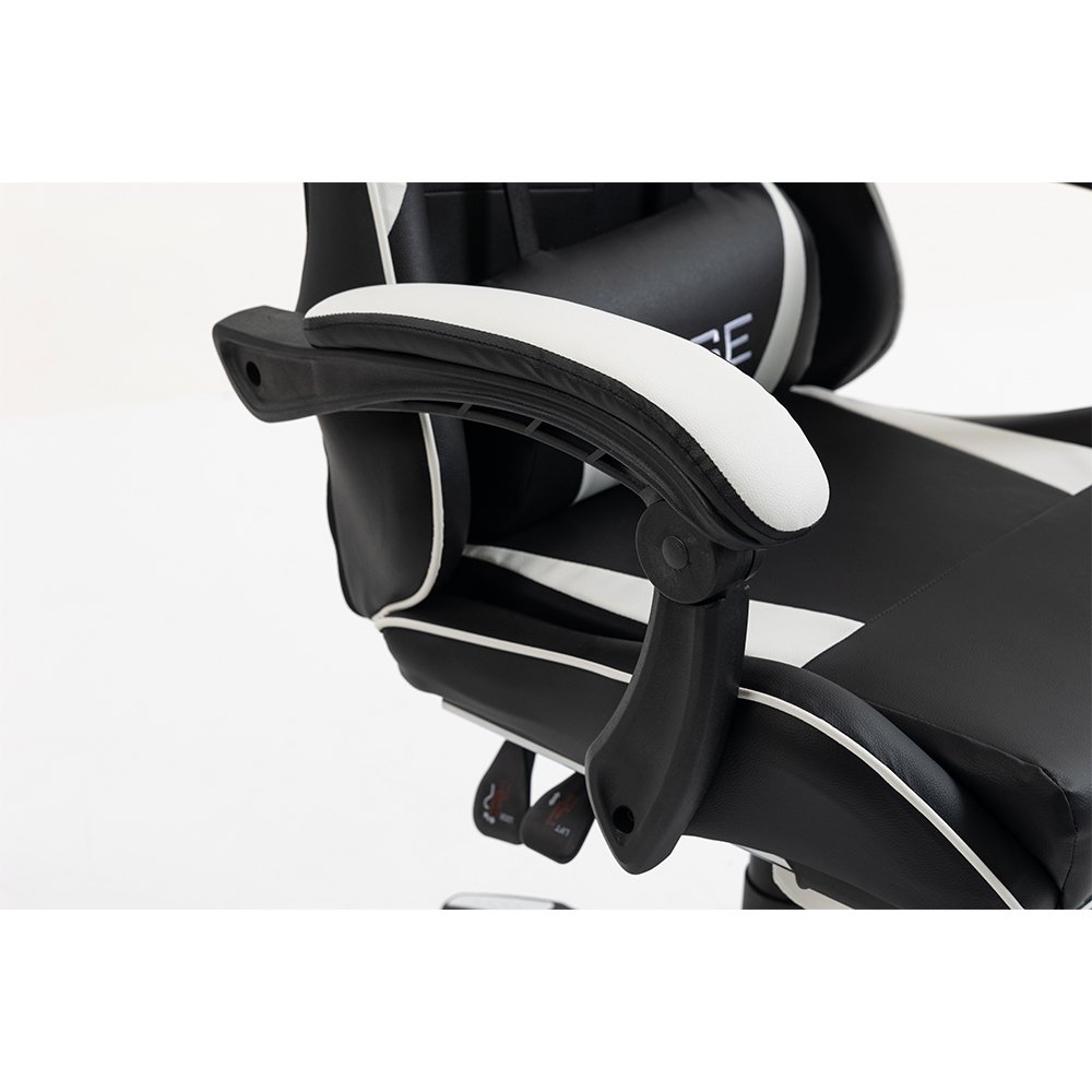 Imagem 8 de 16 do produto Cadeira Gamer Rise Mode X06, Ângulo Ajustável, Até 120Kg, Apoio Para os Pés Retrátil, Preto e Branco - RM-CG-X06-BW