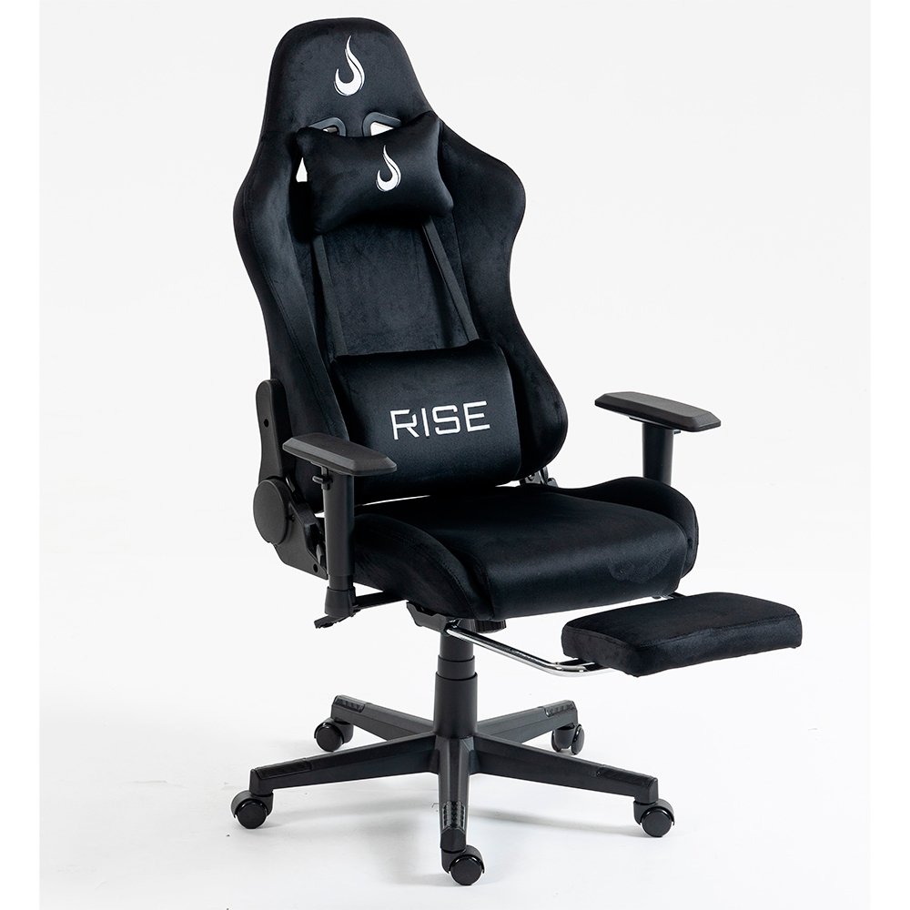 Cadeira Gamer Rise Mode X02, Ângulo Ajustável, Até 130Kg, Braço 2D, Tecido, Apoio Para os Pés Retrátil, Preta - RM-CG-X02-BK-FBC - view 4