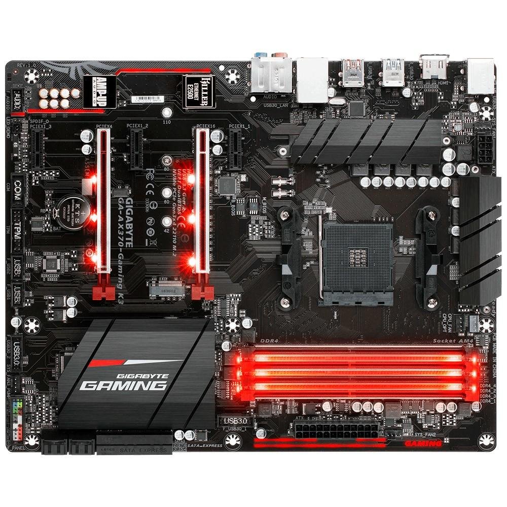 Imagem 3 de 5 do produto Placa-Mãe GIGABYTE p/ AMD AM4 ATX GA-AX370-GAMING K3 DDR4
