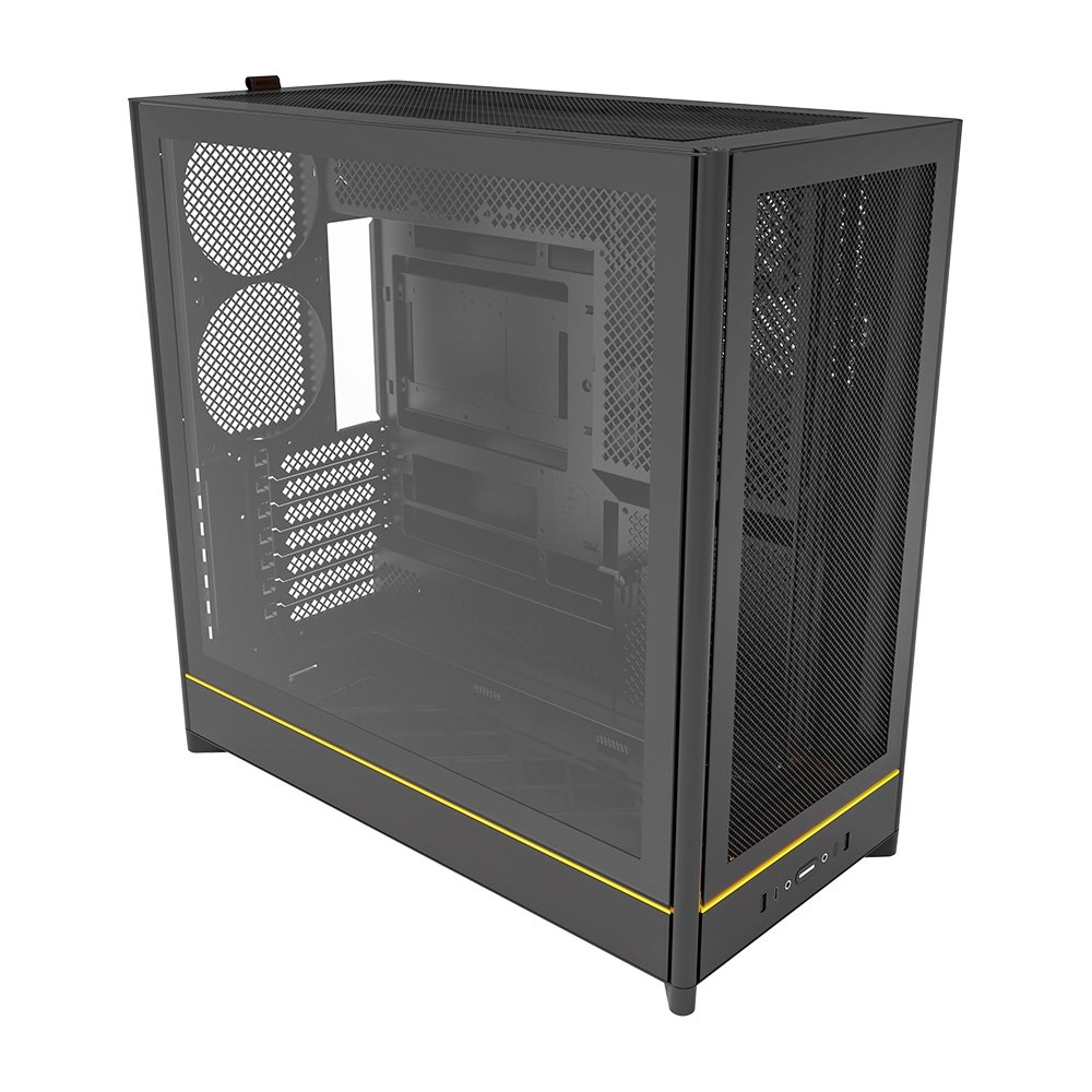 Imagem 2 de 5 do produto Gabinete Gamer Montech HS01, Mid-Tower, ATX, Vidro Temperado, Sem FANs, Preto - HS01BK
