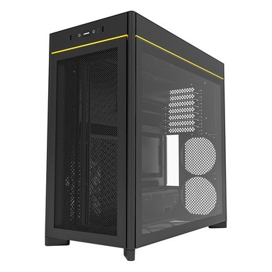 Gabinete Gamer Montech HS01, Mid-Tower, ATX, Vidro Temperado, Sem FANs, Preto - HS01BK