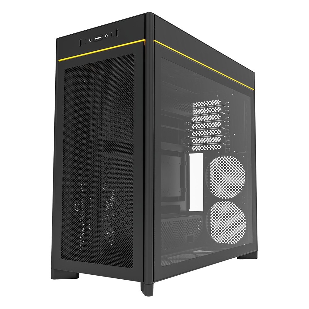 Gabinete Gamer Montech HS01, Mid-Tower, ATX, Vidro Temperado, Sem FANs, Preto - HS01BK